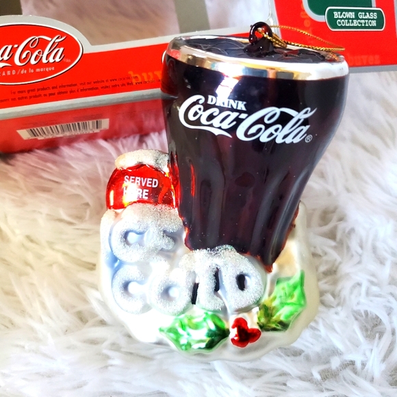 Coca Cola "Ice Cold"  Handblown Glass Christmas Ornament - Picture 1 of 9